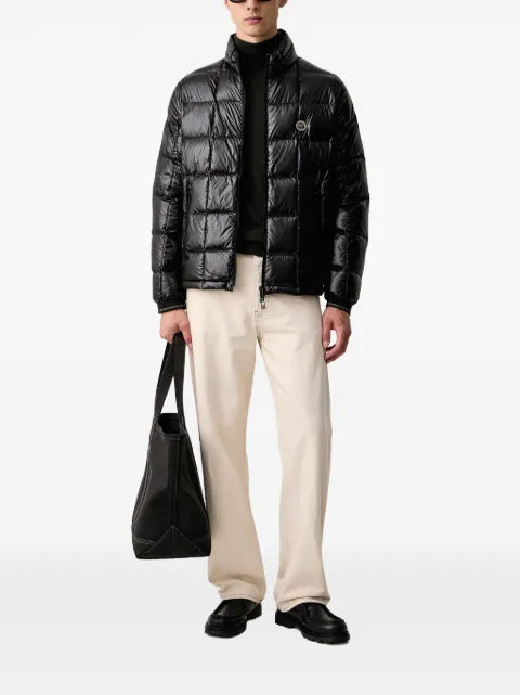 Armani Exchange quilted logo-patch jacket
